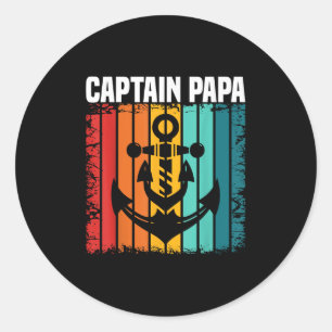 Kapitän Papa Pontoon See Seemann Angeln Bootfahren Runder Aufkleber