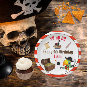 Kapitän Papagei Schatz Piratenjunge Geburtstag  Pappteller