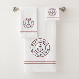Kapitän Personalisiert Anchor Logo Weißes Handtuch Badhandtuch Set