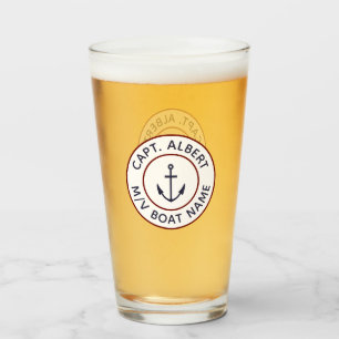 Kapitän Personalisiertes White Blue Anchor Logo Gl Glas