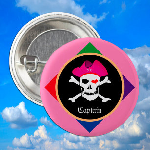 Kapitän & Piratenflagge - Schatzinsel /Party Button