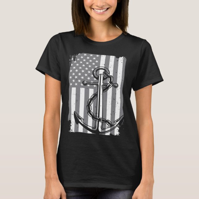 Kapitän Sailing America Flag Maritime USA H T-Shirt (Vorderseite)
