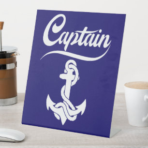 Kapitän Segelboot Anker Nautisches Design Sockelschild