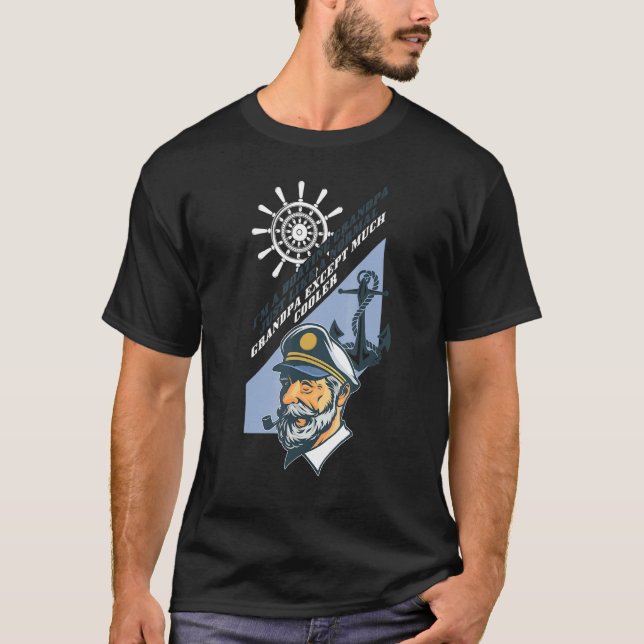 Kapitän Segelschiff Ich bin ein Großvater für Boot T-Shirt (Vorderseite)