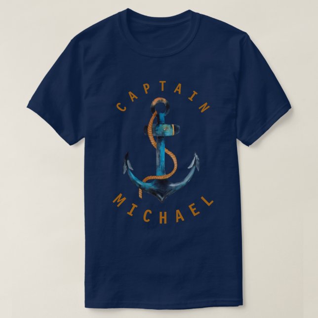Kapitän Shirt Watercolor Anchor Personalized (Design vorne)