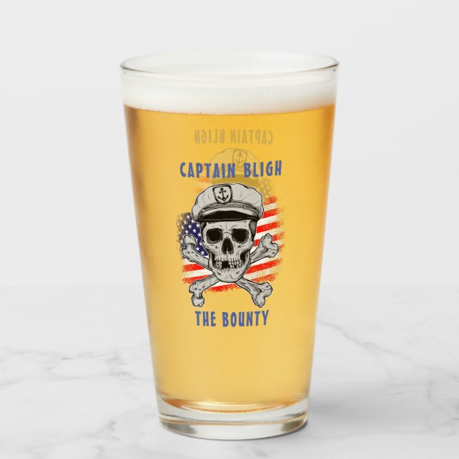 Kapitän, Skull & Bones, US-Flagge, Segler Glas (Vorne (Gefüllt))