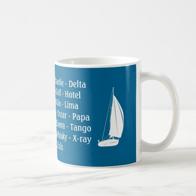 Kapitän Tasse Phonetisches Alphabet Schiff Segeln (Rechts)