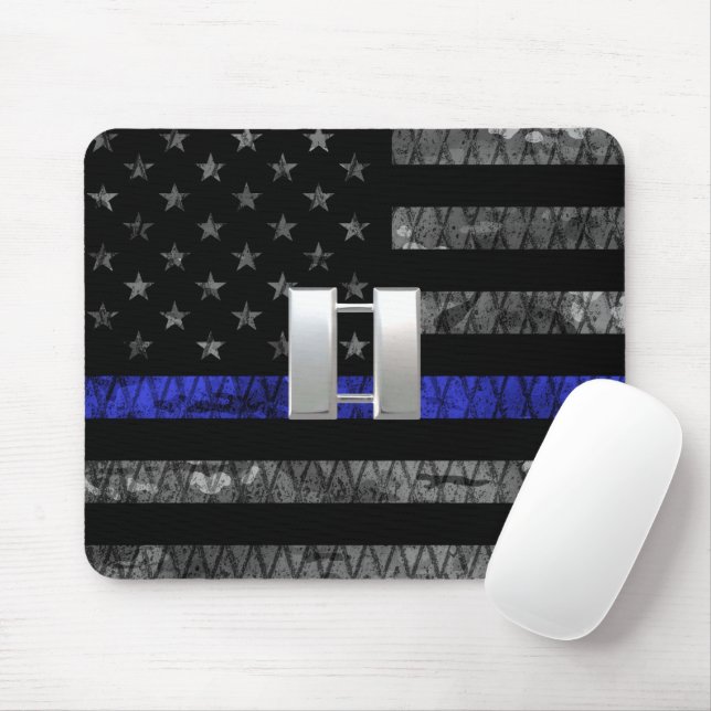Kapitän Thin Blue Line Distressive Flag Mousepad (Mit Mouse)