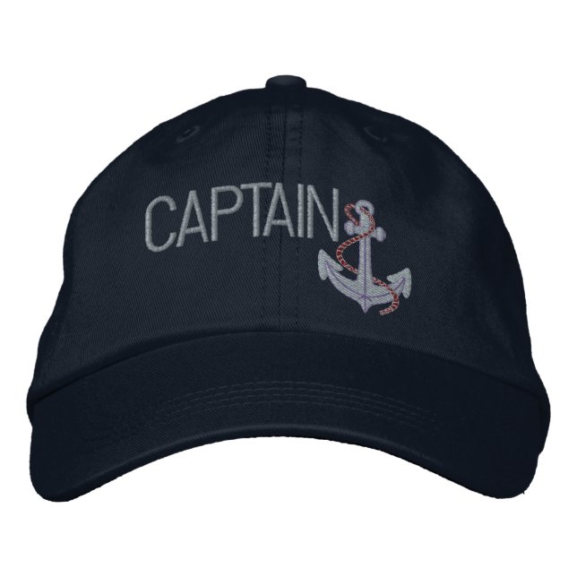 Kapitän und Anchor Bestickte Baseballkappe (Vorderseite)