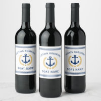 Kapitän und Bootsname Anchor Gold Style Laurel