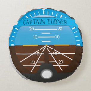Kapitän und Cockpit des coolen Flugzeugs mit Absch Rundes Kissen