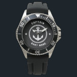Kapitän und Schiff der Ankerbehörde des Nautischen Armbanduhr<br><div class="desc">Ein Nautical Sea Anker mit Captain Rank oder einem anderen Titel und Ihrem Namen oder Bootnamen auf einer stilvollen Silver and Black Watch. Diese personalisierte Pocket-Uhr wird nicht nur Zeit,  sondern auch Spaß machen. Perfekt für den Vatertag,  aber auch ein großes Geschenk für jeden Anlass.</div>
