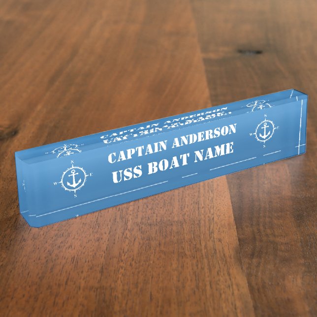 Kapitän und Schiff des Nautischen Kompasses Namensplakette (Seite)