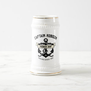 Kapitän und Schiffsname Bierglas
