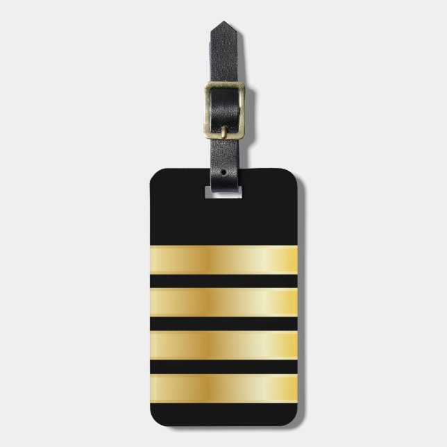 Kapitän von Airline: Epaulet Gold Bands Gepäckanhänger (Vorderseite vertikal)
