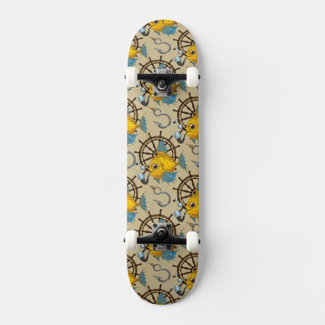 Kapitän zur See-Fisch-Muster Skateboard (Vorderseite)