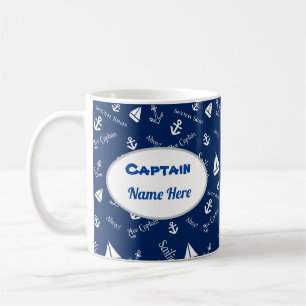 Kapitäns-Personalisierter Becher mit Segel Icons Kaffeetasse