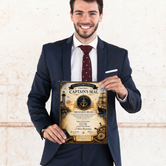 Kapitel 1 Anker Kompass Kapitäne Siegel Zertifikat Poster