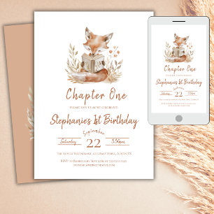 Kapitel 1 Fox Lesen eines Buches 1. Geburtstag Par Einladung