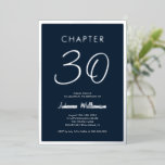 Kapitel 30 Blau 30. Geburtstag Party Silber Folieneinladung<br><div class="desc">Moderne und minimale "Kapitel 30" Silber-Folie Einladung für ein 30. Geburtstag Party. Personalisieren Sie es mit ihrem Namen und den Party-Details,  einschließlich Datum,  UAWG und alle weiteren Informationen benötigt. Design mit marineblau Hintergrund.</div>
