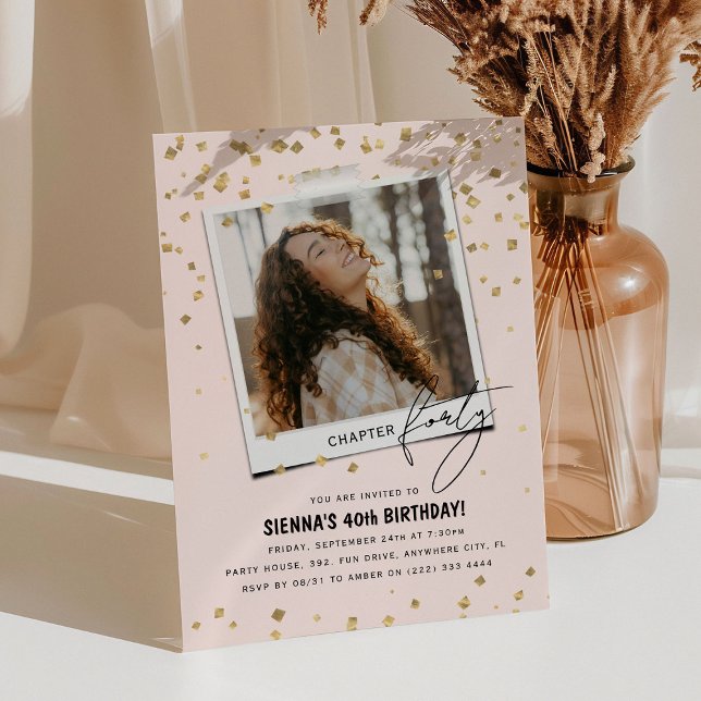 Kapitel 4 Spaß Modernes Foto 40. Geburtstag Einladung (Von Creator hochgeladen)