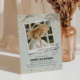 Kapitel 70 Spaß Modernes Foto 70. Geburtstag Einladung