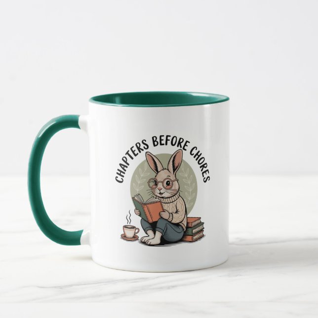 Kapitel Cosy Rabbit Reading Book Niedlich Tasse (Links)