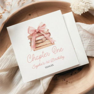 Kapitel Eins Rosa Schleife Bücher 1. Geburtstagsfe Serviette