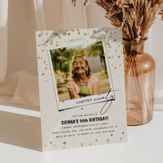 Kapitel Neunzig Spaß Modernes Foto 90. Geburtstag Einladung