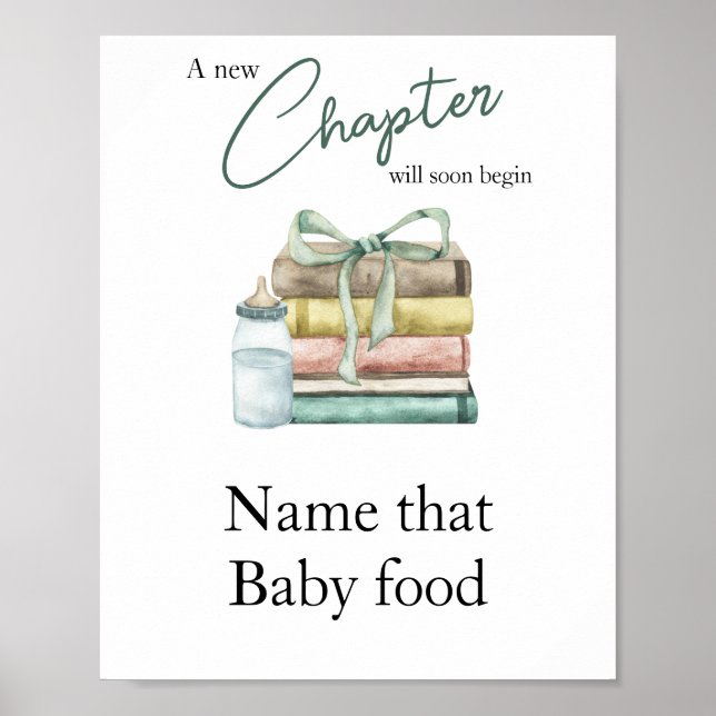 Kapitel Storybook Babydusche Name für Babynahrung Poster (Vorne)