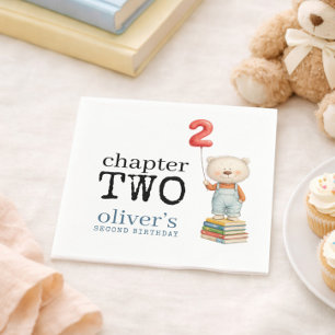 Kapitel Zwei Teddybär Bücher Junge 2. Geburtstag Serviette
