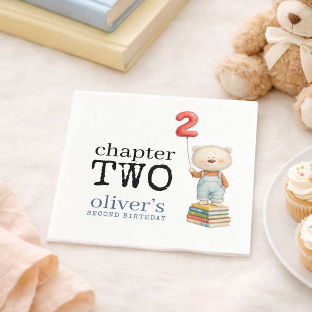 Kapitel Zwei Teddybär Bücher Junge 2. Geburtstag Serviette (Von Creator hochgeladen)
