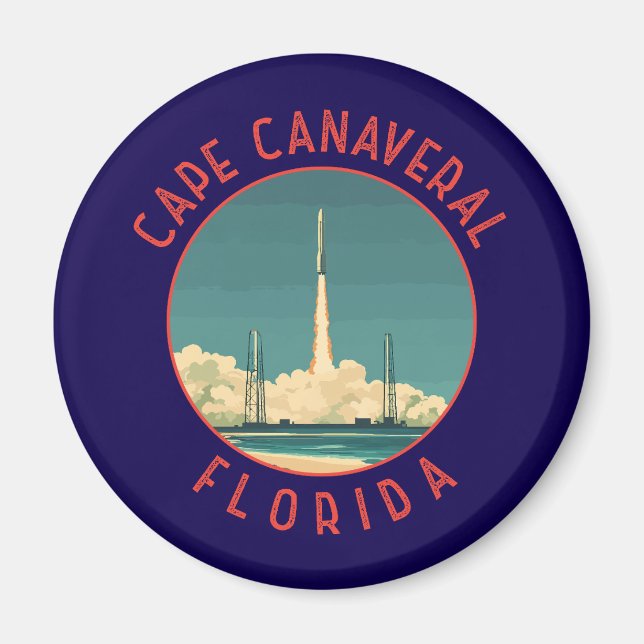 Kapkanaveral Florida Retro Distressed Circle Magnet (Vorne)