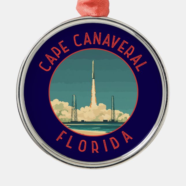 Kapkanaveral Florida Retro Distressed Circle Ornament Aus Metall (Vorne)
