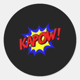 Kapow Comic Book Nostalgisches 1980er Design-Shirt Runder Aufkleber