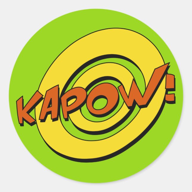 Kapow Comic Buchsticker Runder Aufkleber (Vorderseite)