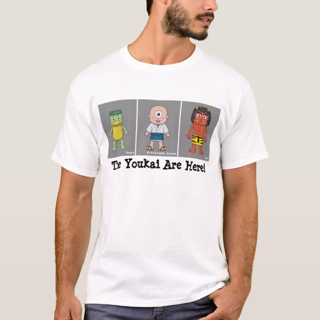 Kappa, Hitotsume-kozo und Oni Cartoon Yokai T-Shirt (Vorderseite)
