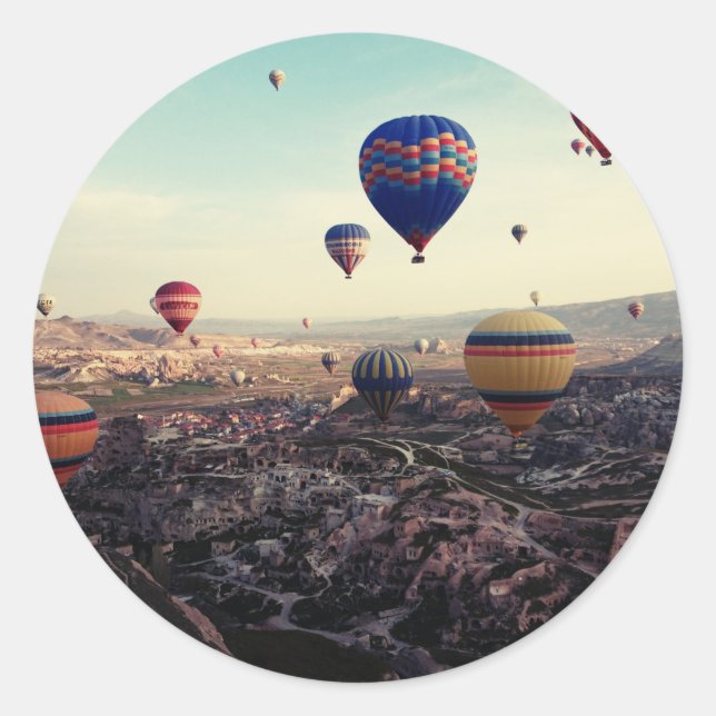 Kappadocia Türkei Heißluftballons Runder Aufkleber (Vorderseite)