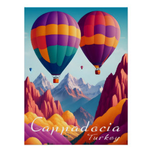 Kappadokien Türkei Heißluftballon Reiseplakat Poster