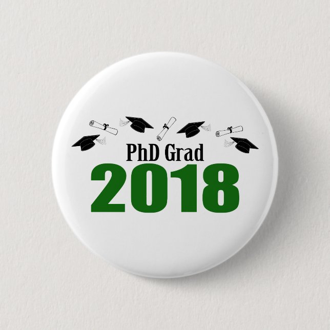 Kappen PhD-Absolvent-2018 und Diplome (Grün) Button (Vorderseite)
