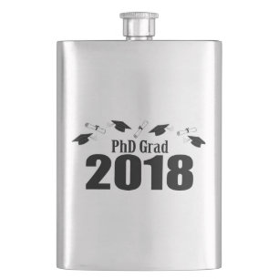 Kappen PhD-Absolvent-2018 und Diplome (Schwarzes) Flachmann