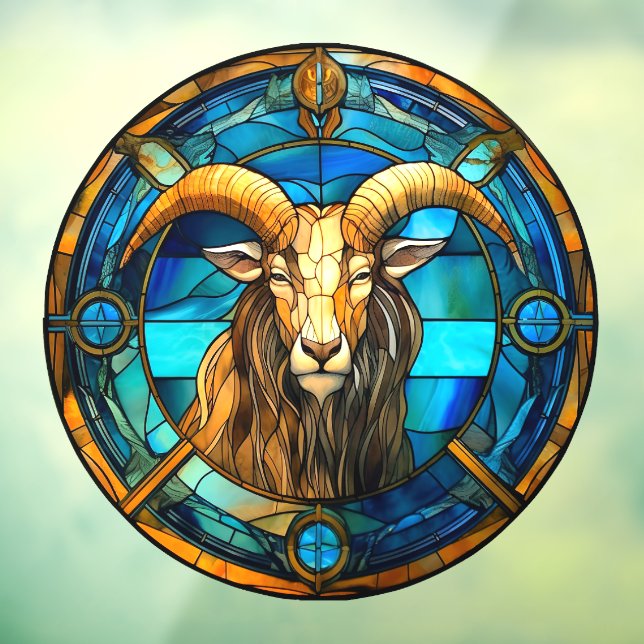 Kapricorn Zodiac Signs Imitate festgeklemmtes Glas Fensteraufkleber (Blatt 3)