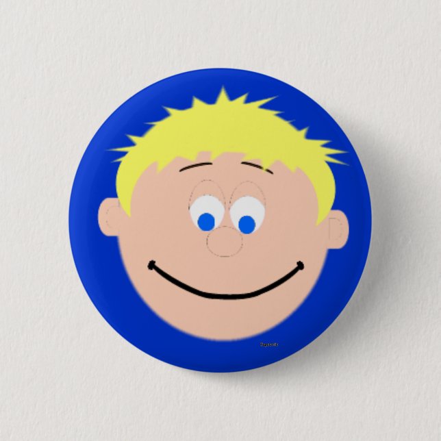 Kapskids Boy Blonde Mit Augen Face Button Abzeiche (Vorderseite)