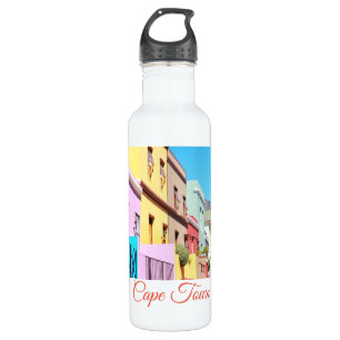 Kapstadt farbenfrohe Häuser Bo Kaap Street Edelstahlflasche