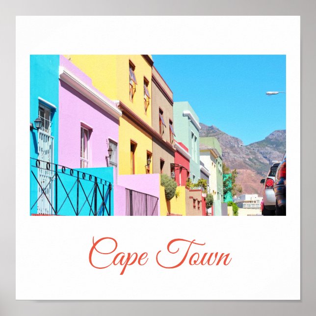 Kapstadt farbenfrohe Häuser Bo Kaap Street Poster (Vorne)