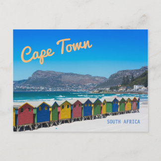 Kapstadt - Hütten am Strand in Muizenberg Postkarte