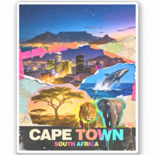 Kapstadt Südafrika Berg Meer Safari Collage Aufkleber