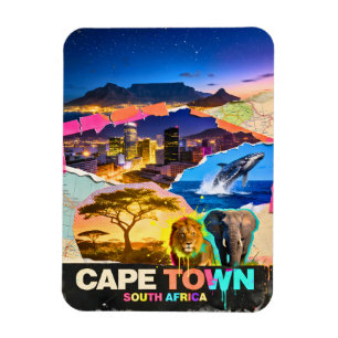 Kapstadt Südafrika Berg Meer Safari Collage Magnet