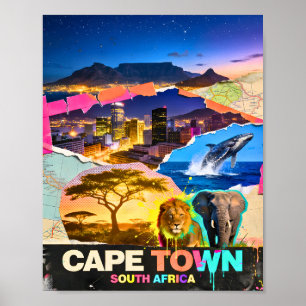 Kapstadt Südafrika Berg Meer Safari Collage Poster