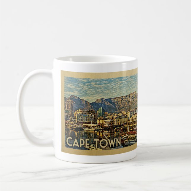 Kapstadt Südafrika Jahrgang Kaffeetasse (Links)